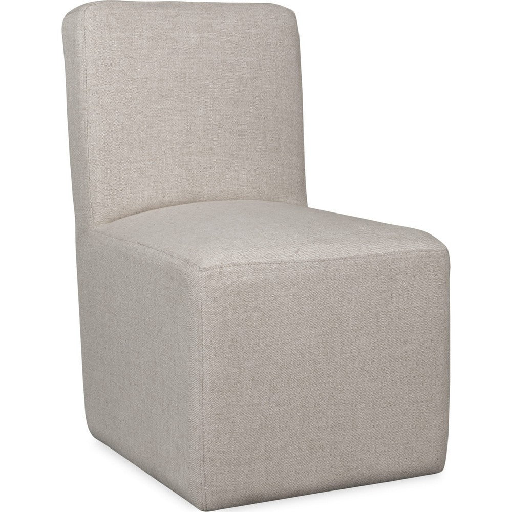 Livvy Dining Chair with Pitched Back | Wood | Natural Linen Fabric