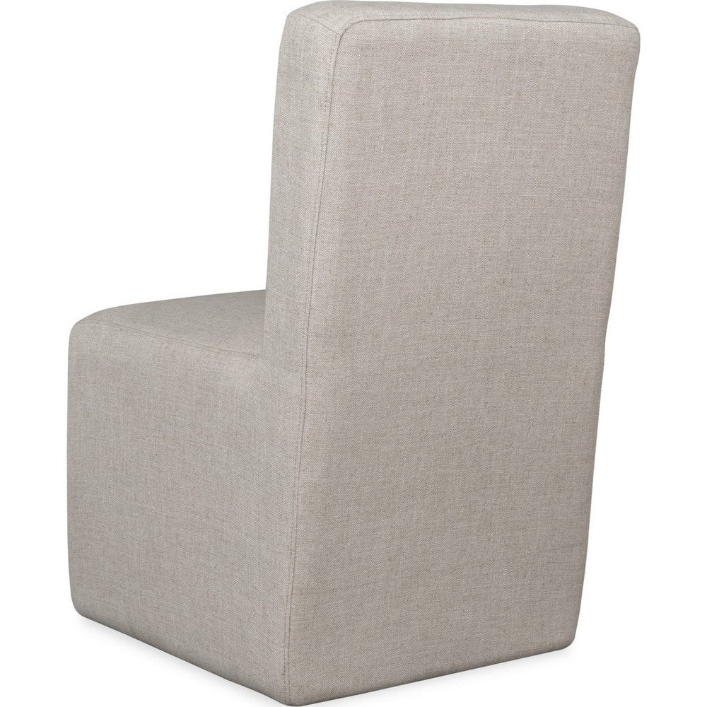 Livvy Dining Chair with Pitched Back | Wood | Natural Linen Fabric