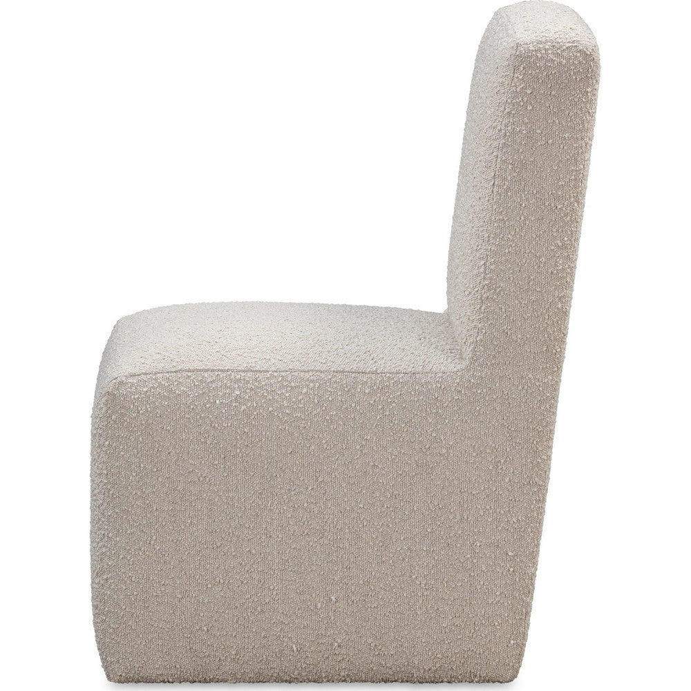 Livvy Dining Chair with Pitched Back | Wood | Brown Boucle Fabric