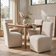 Livvy Dining Chair with Pitched Back | Wood | Brown Boucle Fabric