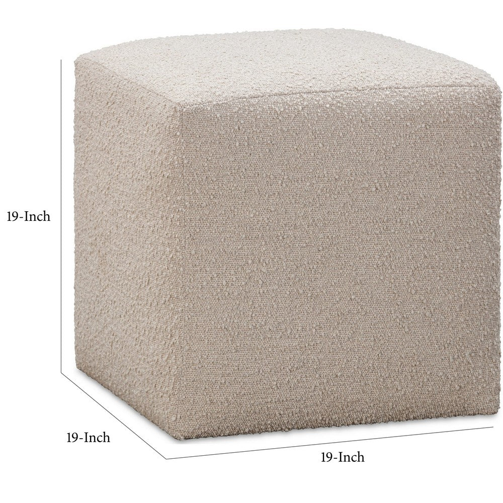 Livvy Dining Ottoman | Hidden Casters | Brown Khaki Boucle 19"