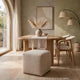 Livvy Dining Ottoman | Hidden Casters | Brown Khaki Boucle 19"