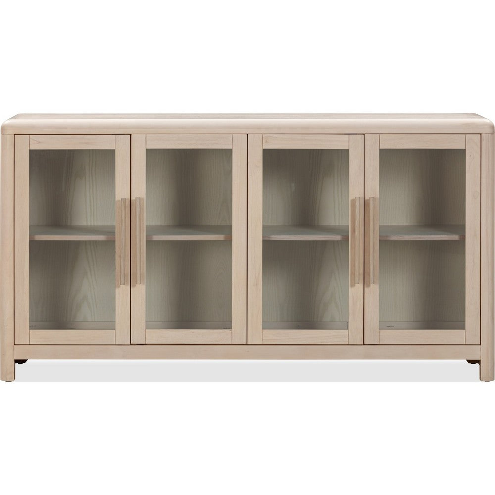 Livvy Sideboard | 4 Glass Doors & 2 Cabinets | White S& Ash Wood 68"