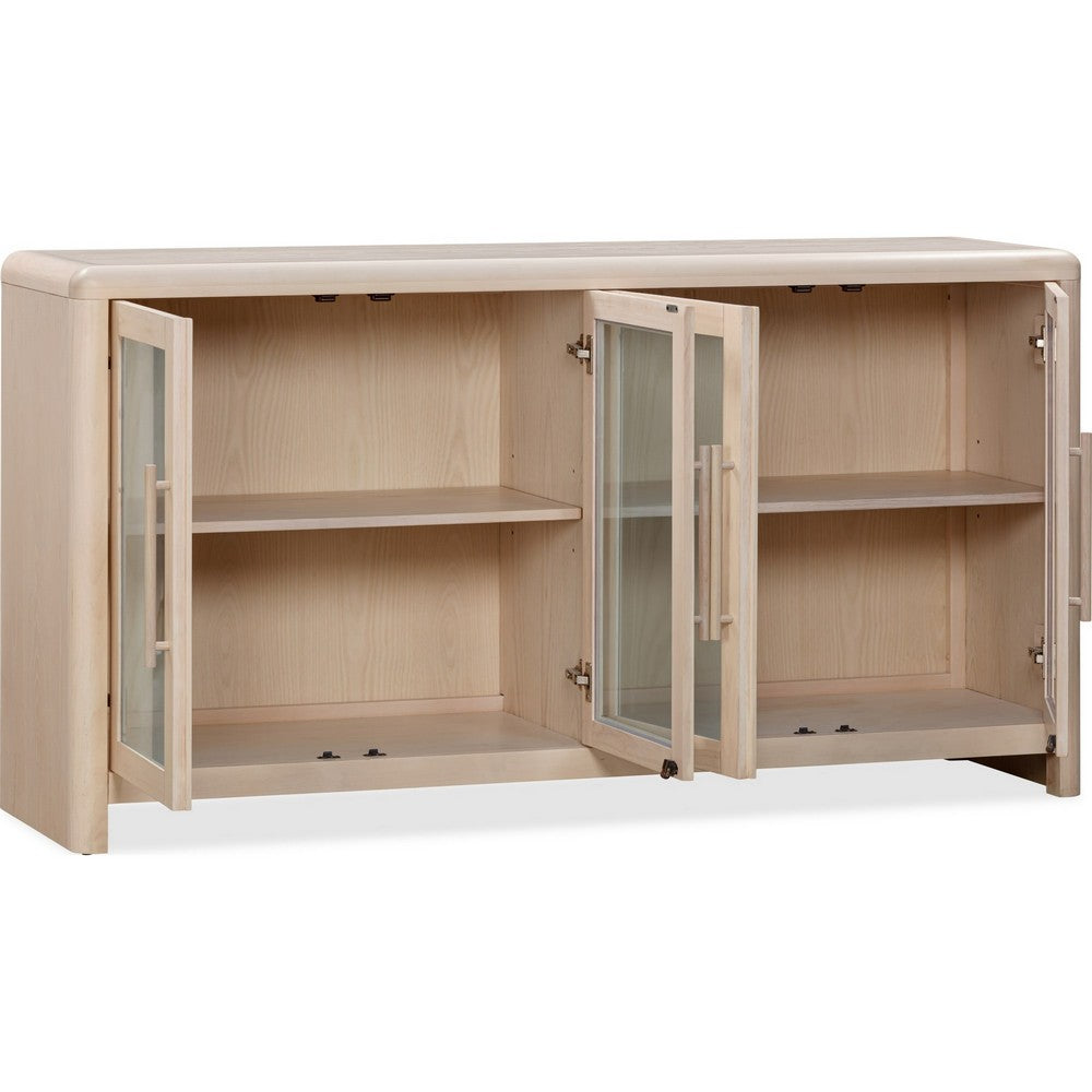 Livvy Sideboard | 4 Glass Doors & 2 Cabinets | White S& Ash Wood 68"