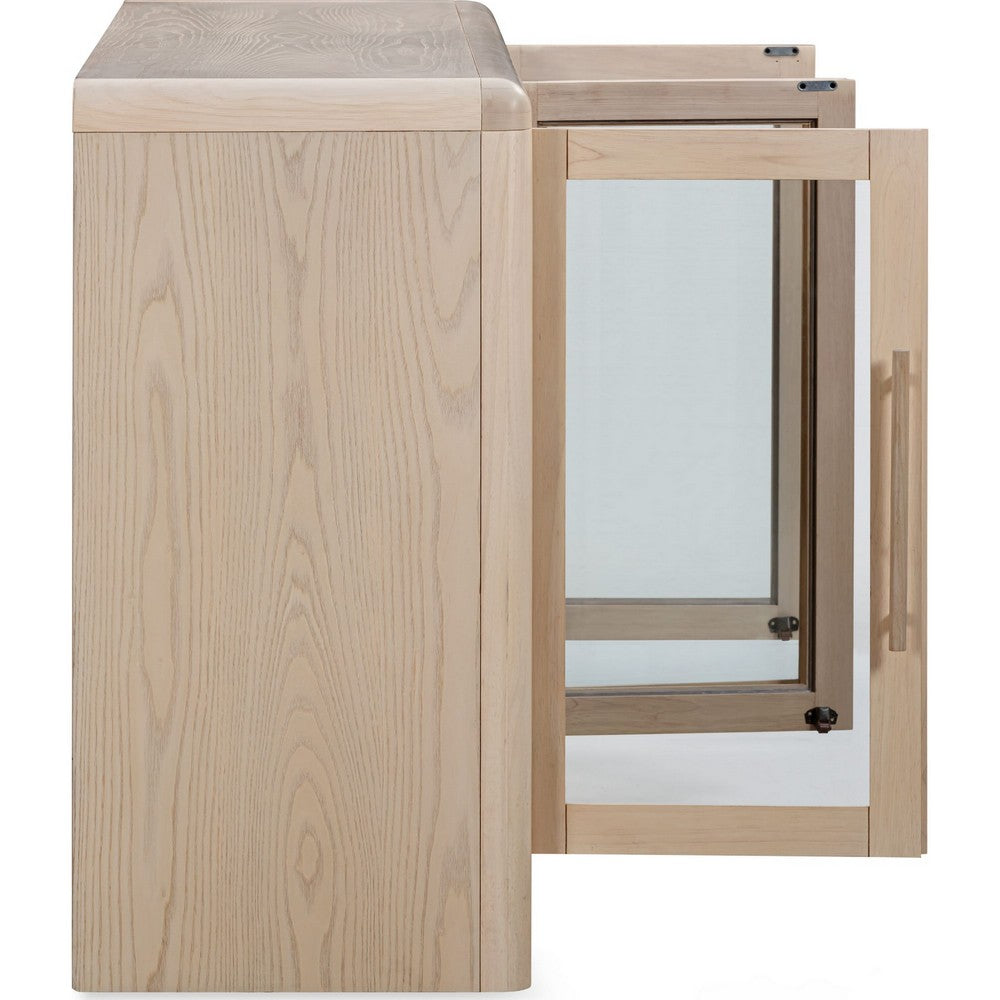 Livvy Sideboard | 4 Glass Doors & 2 Cabinets | White S& Ash Wood 68"