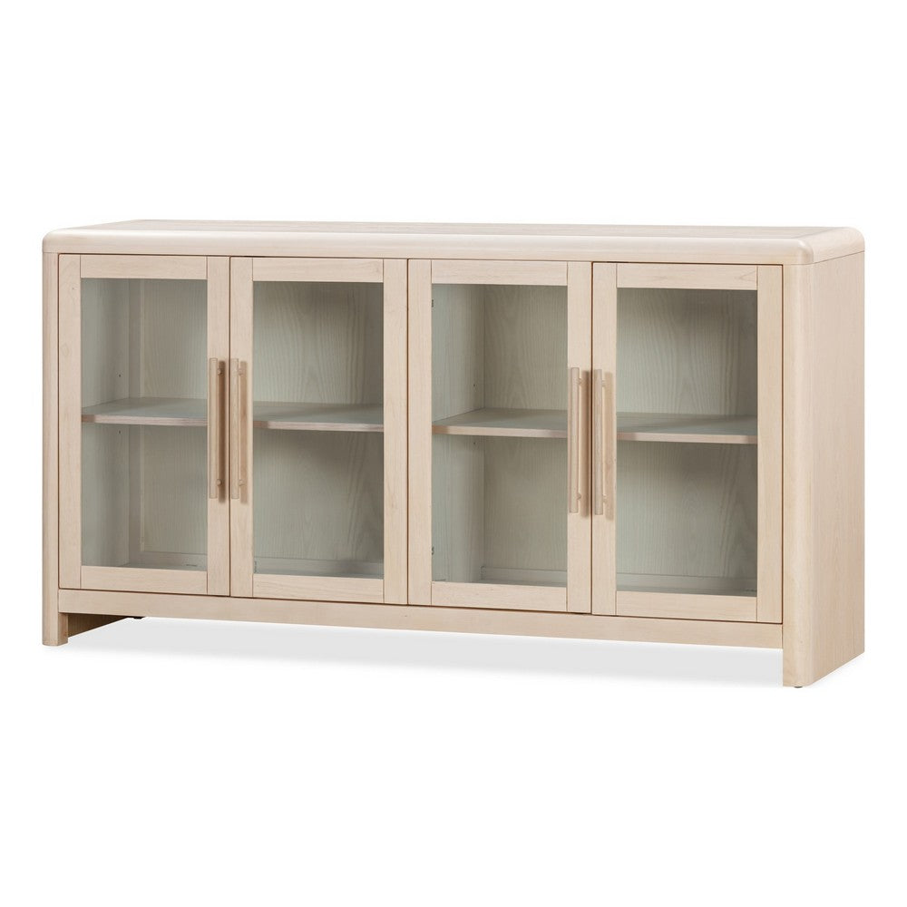 Livvy Sideboard | 4 Glass Doors & 2 Cabinets | White S& Ash Wood 68"