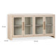 Livvy Sideboard | 4 Glass Doors & 2 Cabinets | White S& Ash Wood 68"