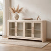Livvy Sideboard | 4 Glass Doors & 2 Cabinets | White S& Ash Wood 68"