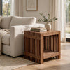 Tammy Square Side Table | Lower Shelf | Slatted Accents | Roux Solid Wood 22"