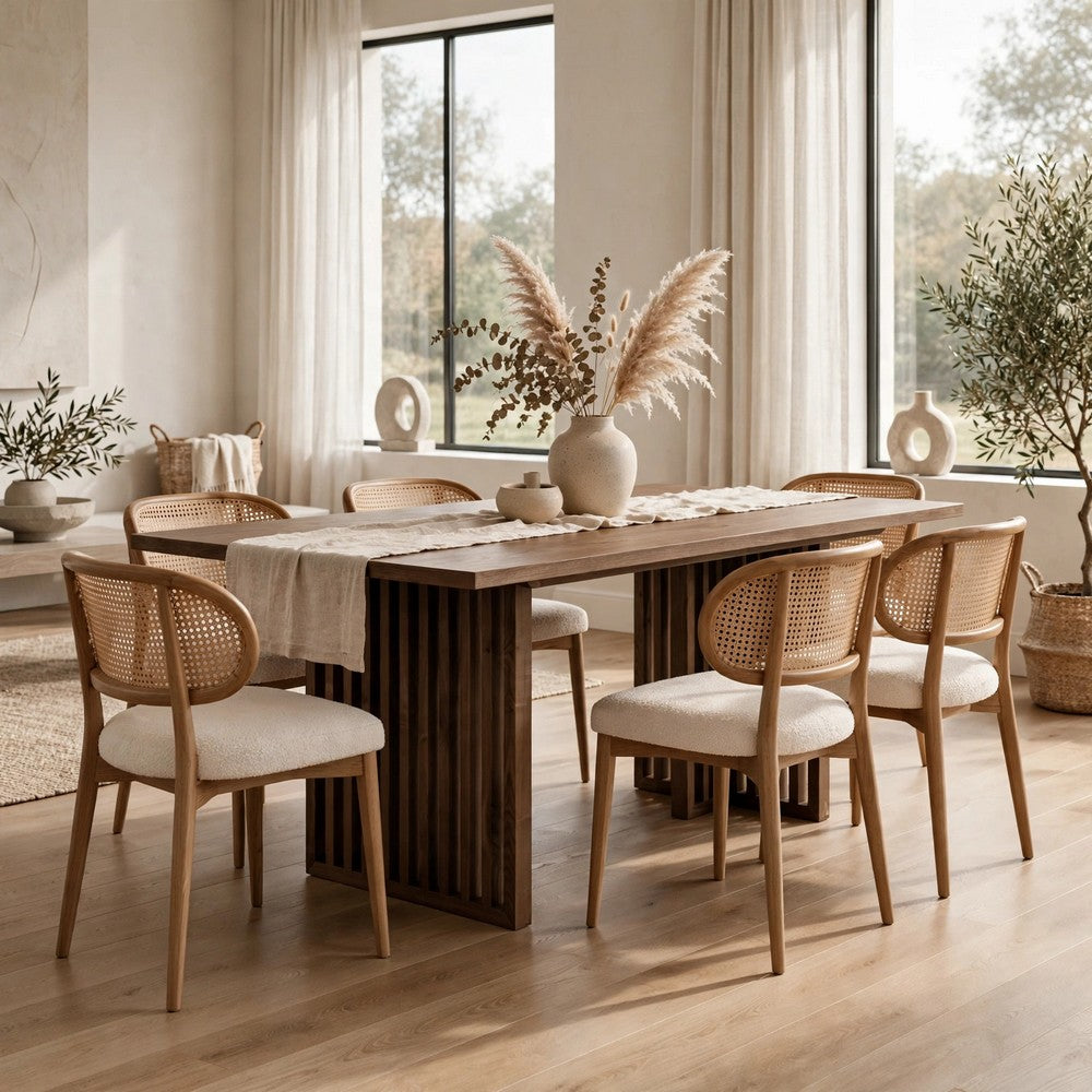Tammy Dining Table with Sculptural Base Design | Roux Solid Ash Wood 78"