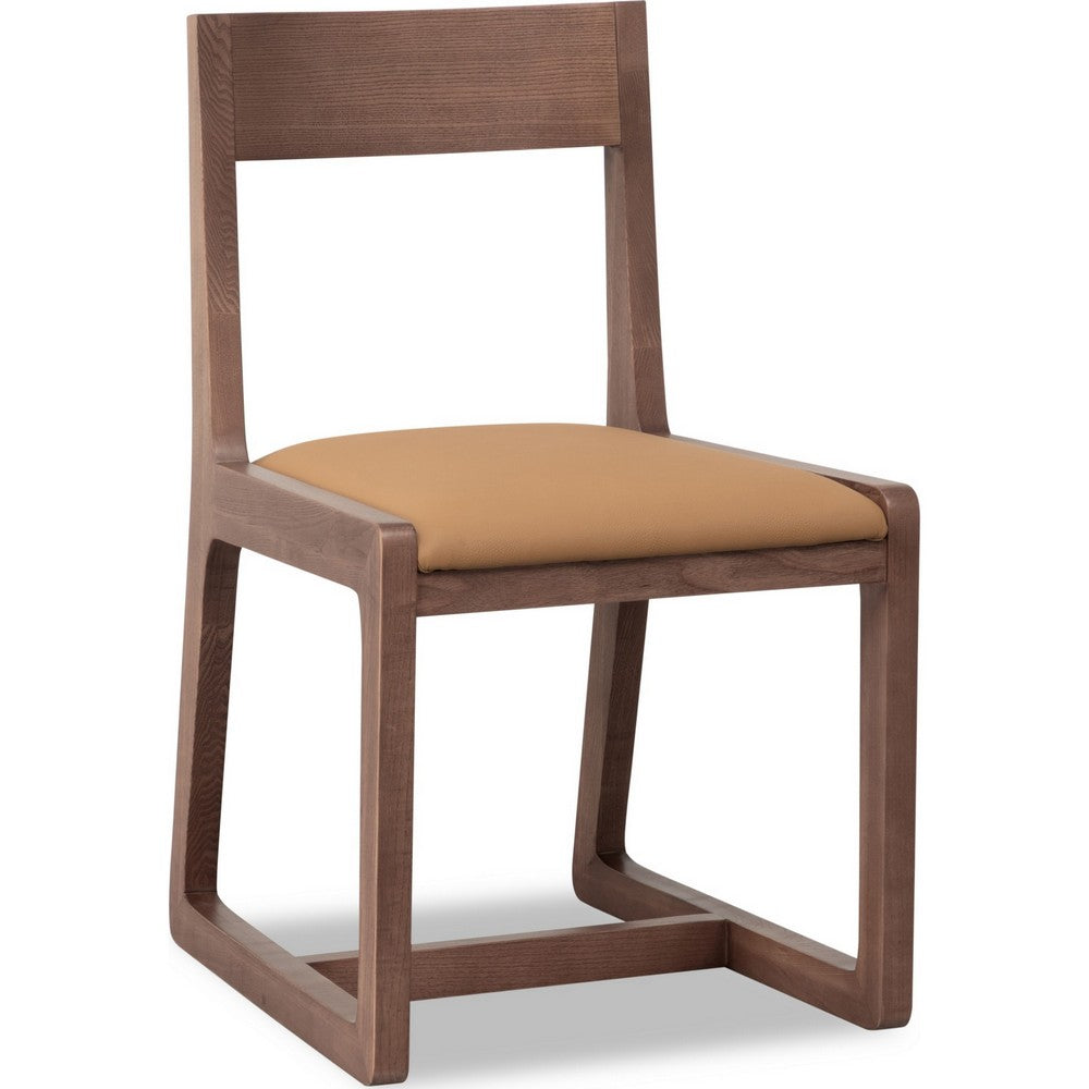 Tammy Dining Chair with Camel Tan Faux Leather Seat | Roux Ash Wood