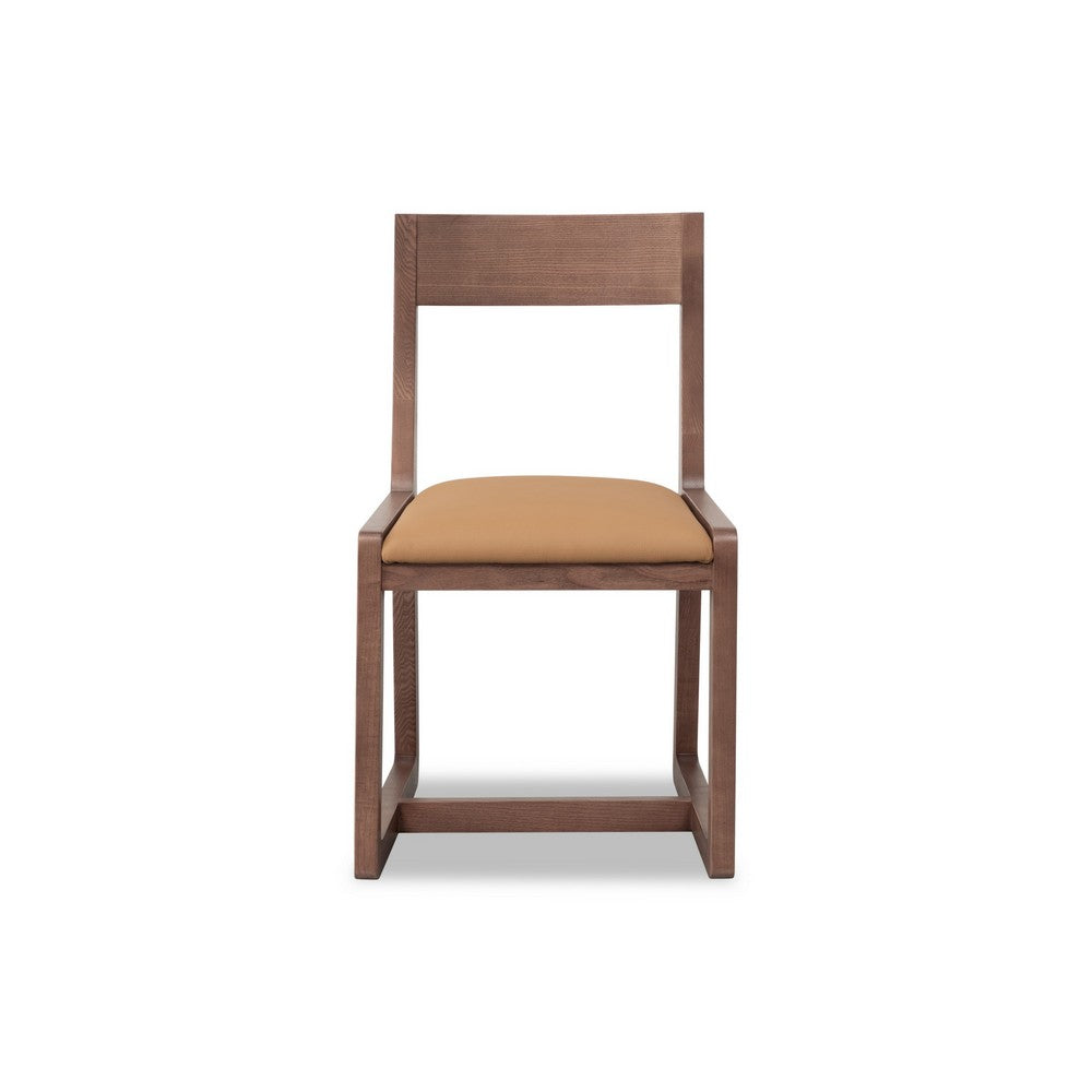 Tammy Dining Chair with Camel Tan Faux Leather Seat | Roux Ash Wood