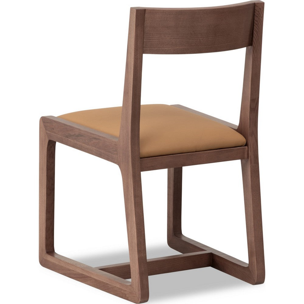 Tammy Dining Chair with Camel Tan Faux Leather Seat | Roux Ash Wood