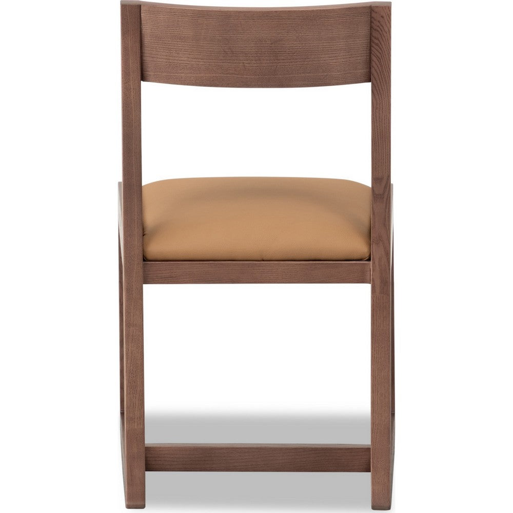 Tammy Dining Chair with Camel Tan Faux Leather Seat | Roux Ash Wood