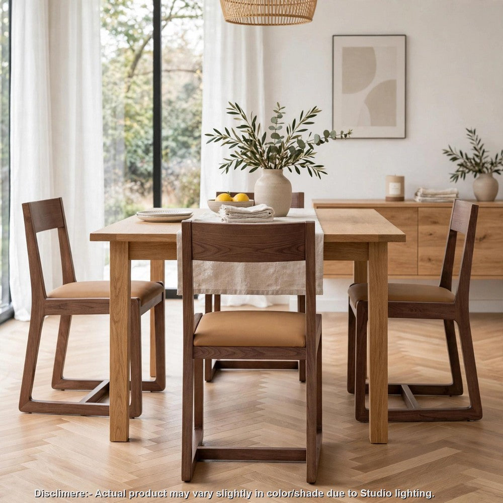 Tammy Dining Chair with Camel Tan Faux Leather Seat | Roux Ash Wood