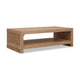 Tammy Coffee Table with Lower Shelf | Slatted Accent | Flaxen Solid Wood 54"