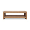 Tammy Coffee Table with Lower Shelf | Slatted Accent | Flaxen Solid Wood 54"