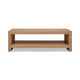 Tammy Coffee Table with Lower Shelf | Slatted Accent | Flaxen Solid Wood 54"