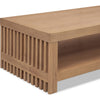 Tammy Coffee Table with Lower Shelf | Slatted Accent | Flaxen Solid Wood 54"