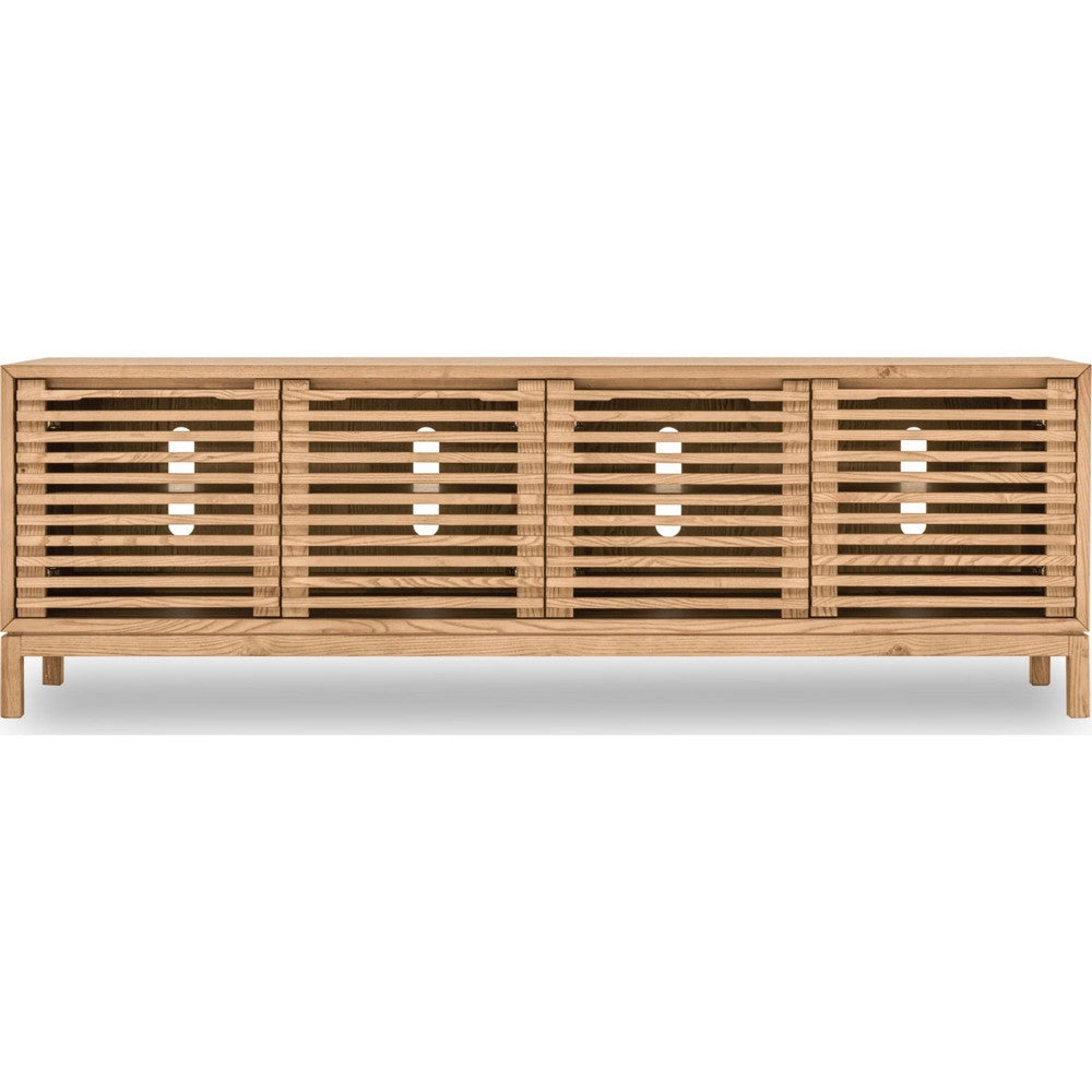Tammy Media Console with 4 Doors | Slatted Design | Flaxen Ash Wood 78"