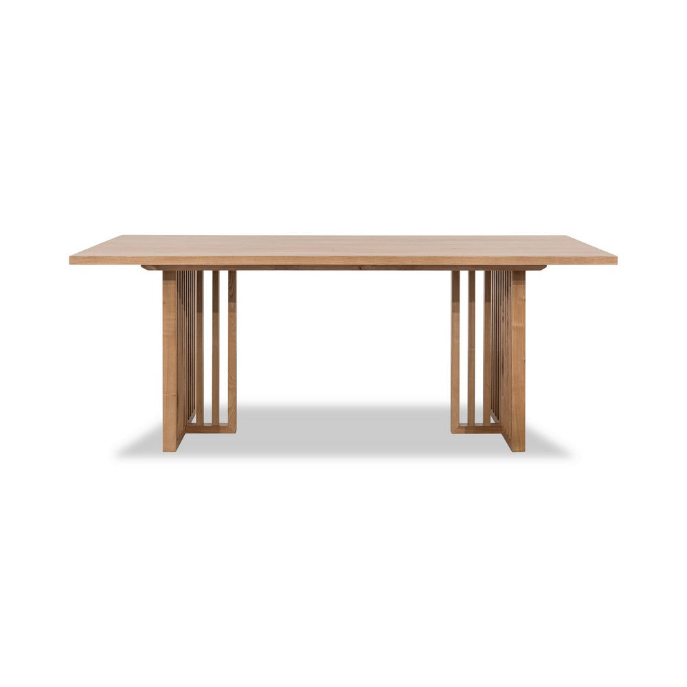 Tammy Dining Table with Sculptural Base Design | Flaxen Solid Ash Wood 78"