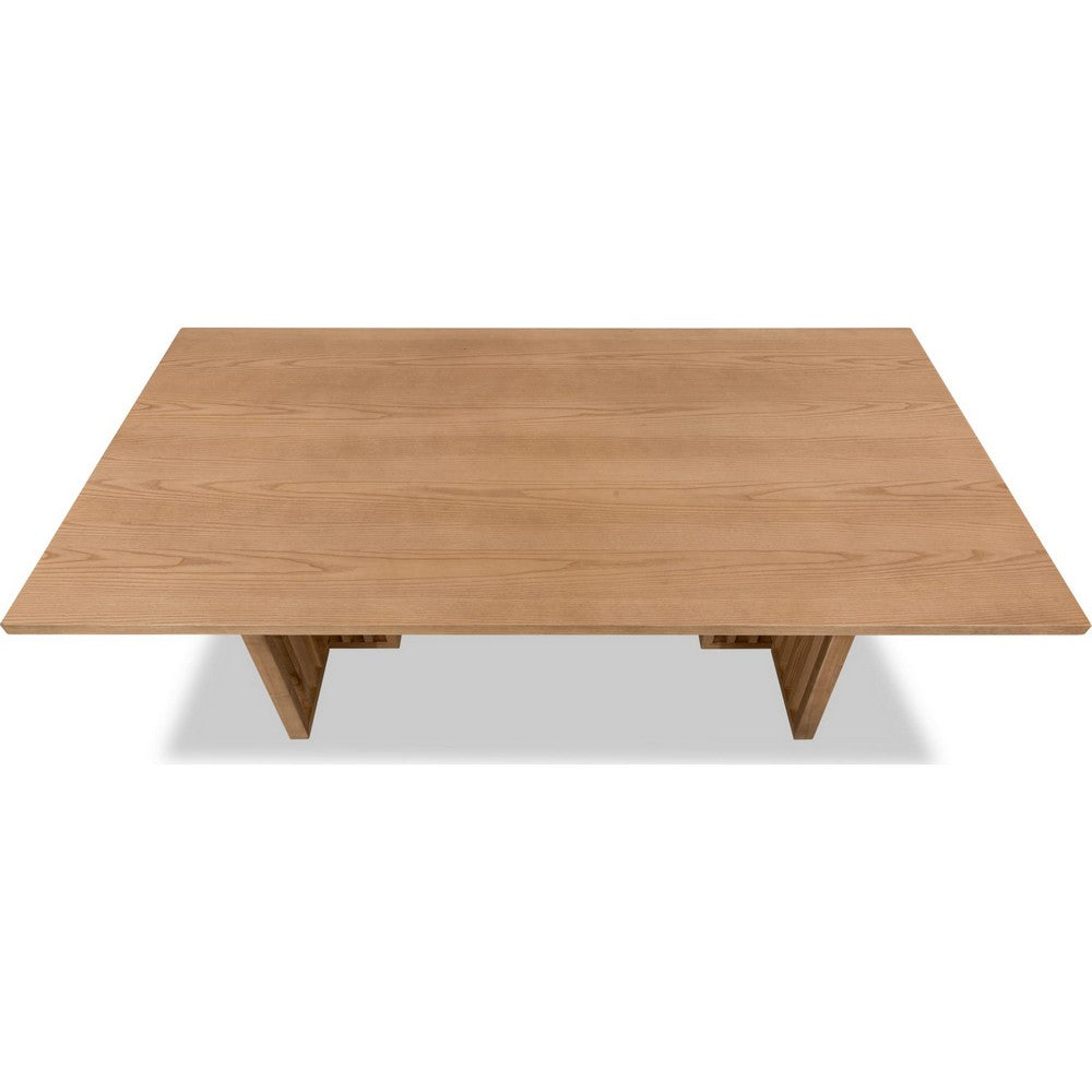 Tammy Dining Table with Sculptural Base Design | Flaxen Solid Ash Wood 78"