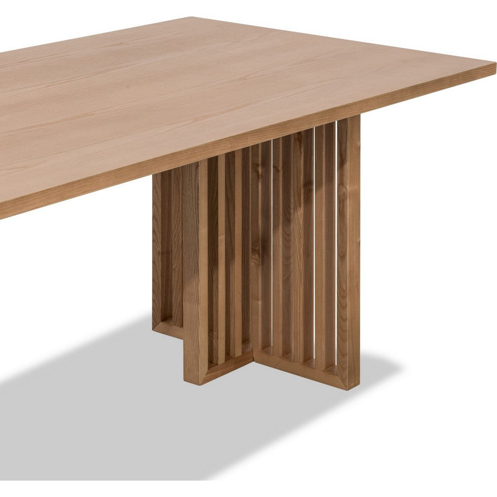 Tammy Dining Table with Sculptural Base Design | Flaxen Solid Ash Wood 78"