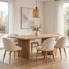 Tammy Dining Table with Sculptural Base Design | Flaxen Solid Ash Wood 78"