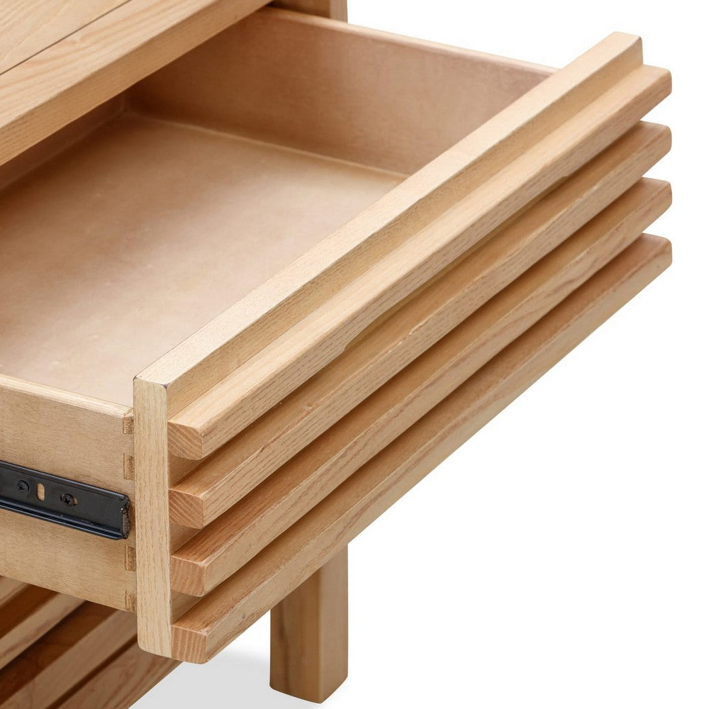 Tammy Nightst& | 2 Drawers | USB Charging Station | Flaxen Solid Wood