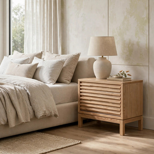 Tammy Nightst& | 2 Drawers | USB Charging Station | Flaxen Solid Wood