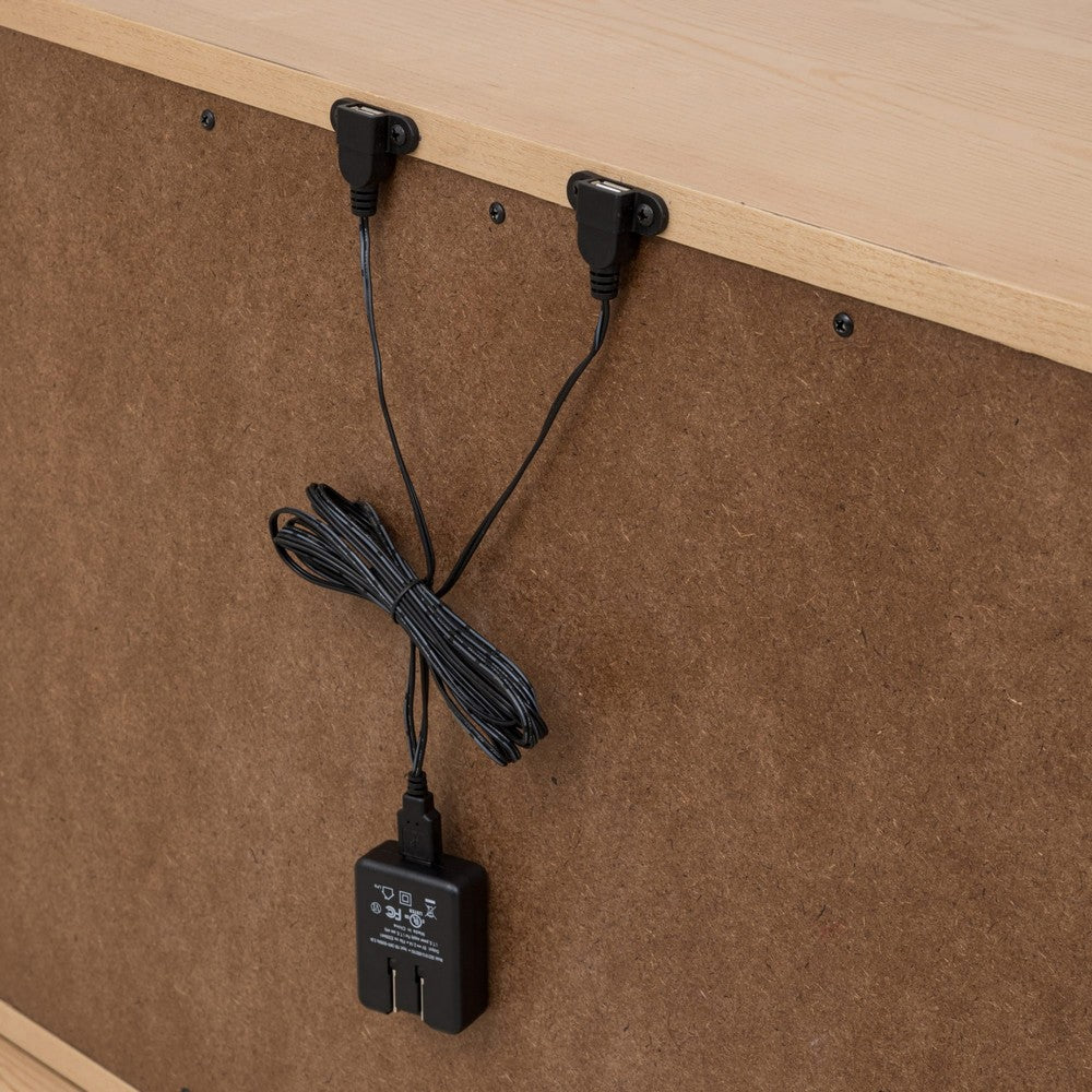 Tammy Nightst& | 3 Drawers | USB Charging Station | Flaxen Solid Wood