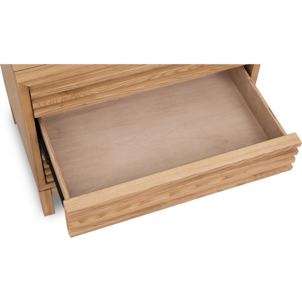 Tammy Nightst& | 3 Drawers | USB Charging Station | Flaxen Solid Wood