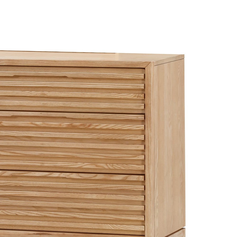 Tammy Wide Dresser | 6 Drawers | Slatted Front Design | Flaxen Wood