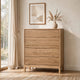 Tammy Tall Dresser Chest | 6 Drawers | Slatted Front Design | Flaxen Wood
