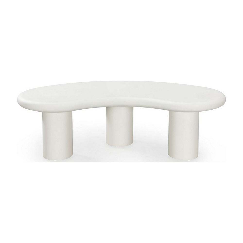 Sofie Tall Coffee Table with Sculptural Organic Design | Cream Wood 54"