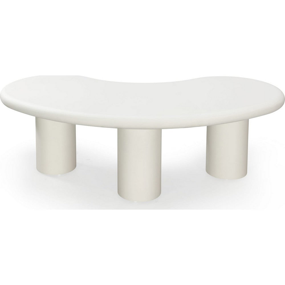 Sofie Tall Coffee Table with Sculptural Organic Design | Cream Wood 54"