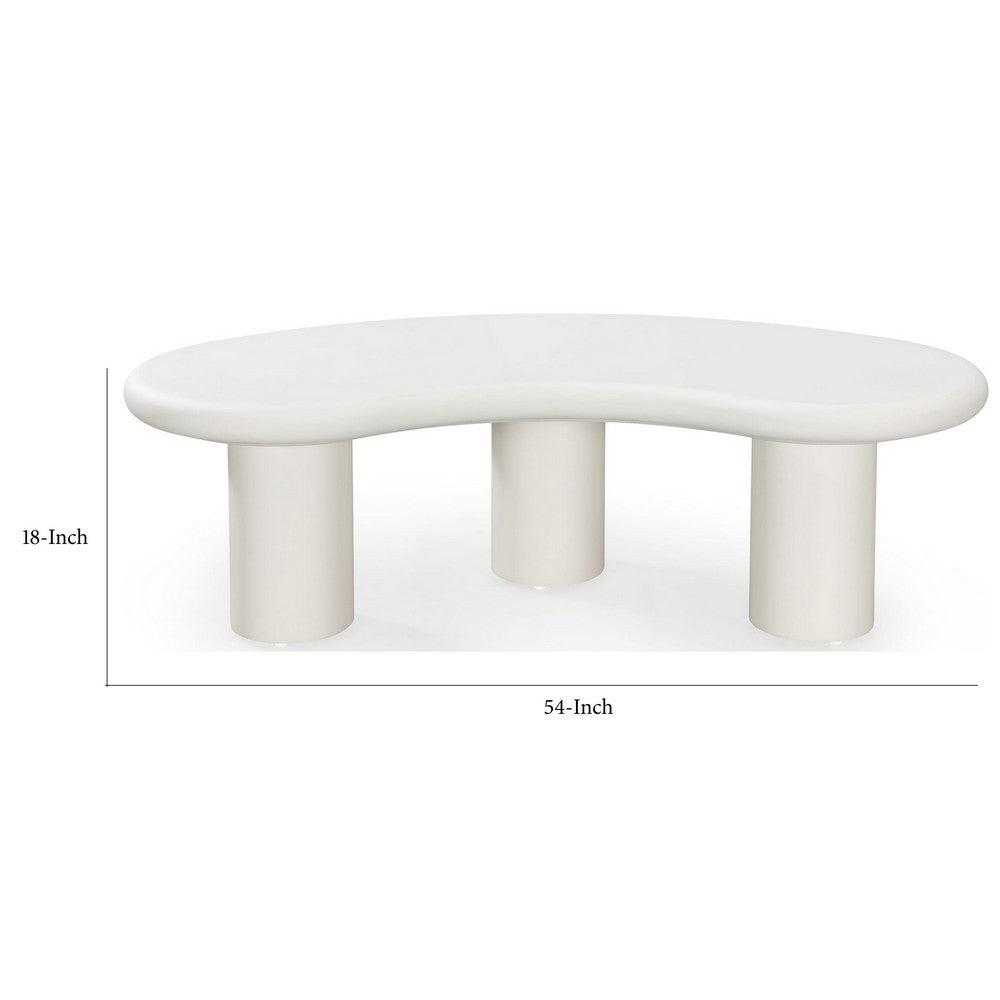 Sofie Tall Coffee Table with Sculptural Organic Design | Cream Wood 54"