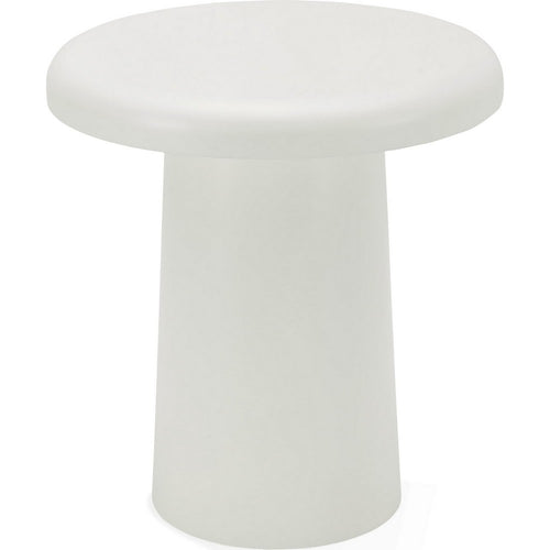 Sofie Modern End Table with Sculptural Cylinder Base | Off White Wood 23"