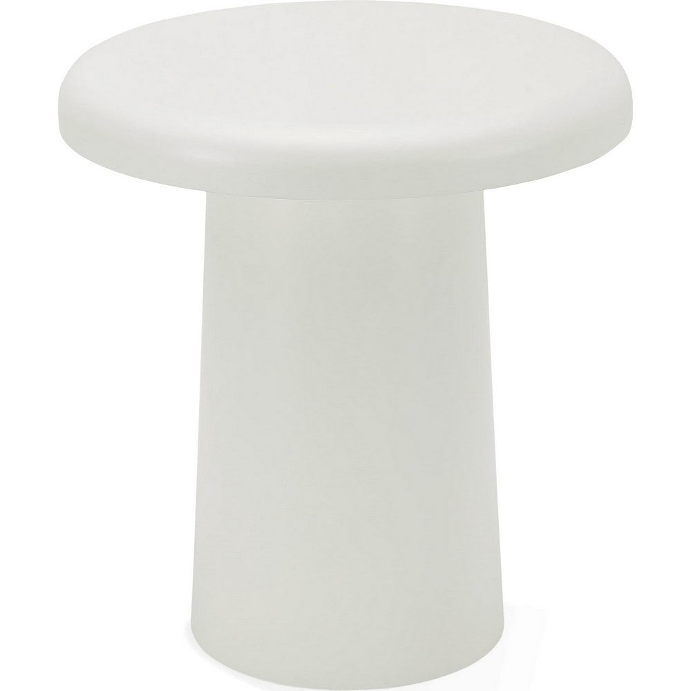 Sofie Modern End Table with Sculptural Cylinder Base | Off White Wood 23"