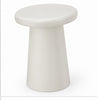 Sofie Modern End Table with Sculptural Cylinder Base | Off White Wood 23"