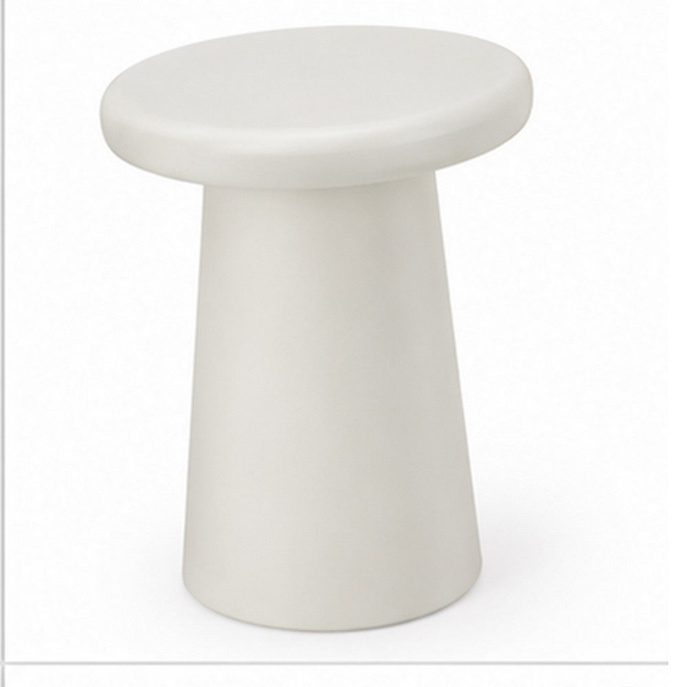 Sofie Modern End Table with Sculptural Cylinder Base | Off White Wood 23"