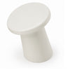 Sofie Modern End Table with Sculptural Cylinder Base | Off White Wood 23"