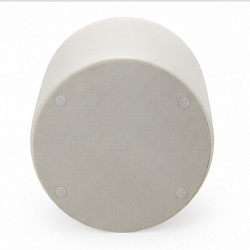 Sofie Modern End Table with Sculptural Cylinder Base | Off White Wood 23"