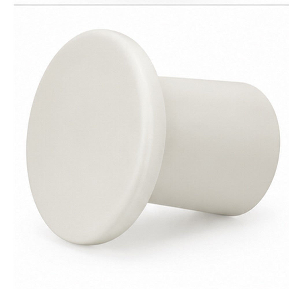 Sofie Modern End Table with Sculptural Cylinder Base | Off White Wood 23"