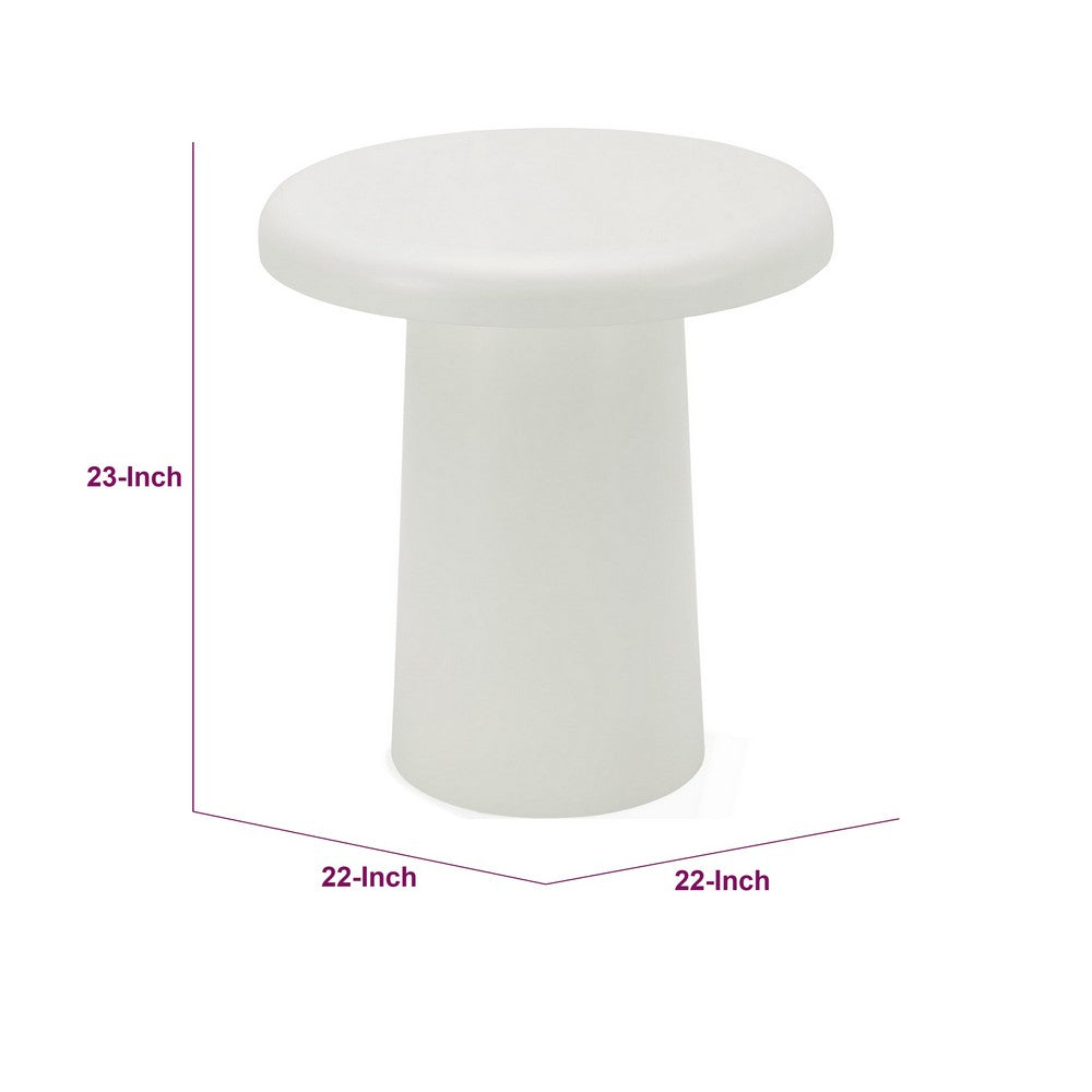 Sofie Modern End Table with Sculptural Cylinder Base | Off White Wood 23"