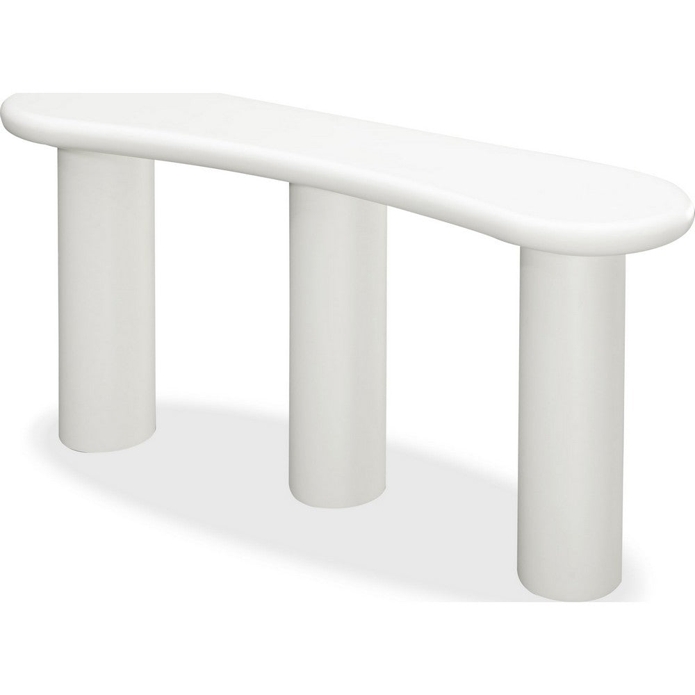 Sofie Modern Console Table with Sculptural Design | Off-White Wood 60"