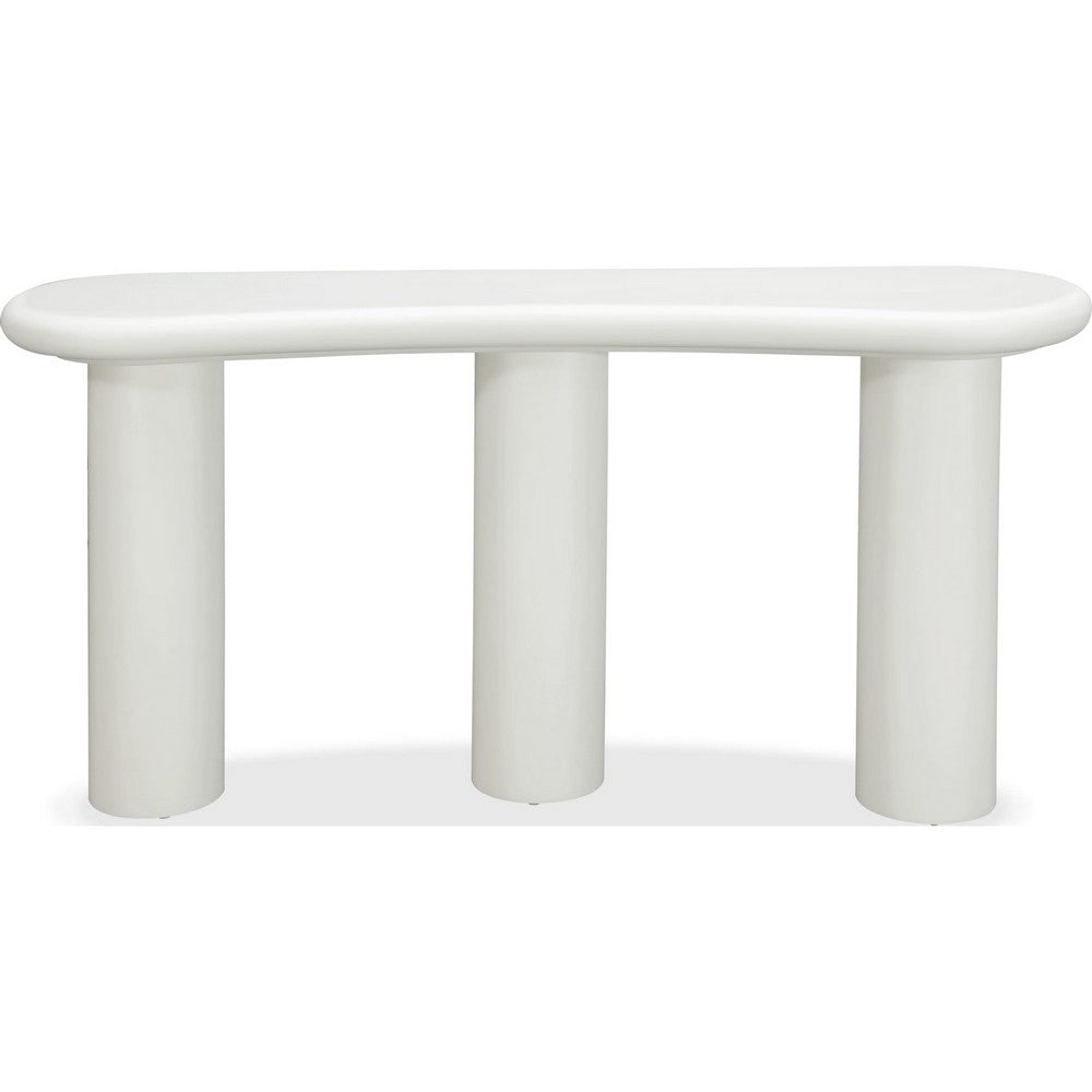 Sofie Modern Console Table with Sculptural Design | Off-White Wood 60"