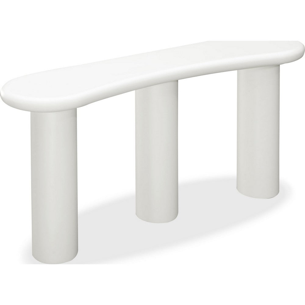 Sofie Modern Console Table with Sculptural Design | Off-White Wood 60"