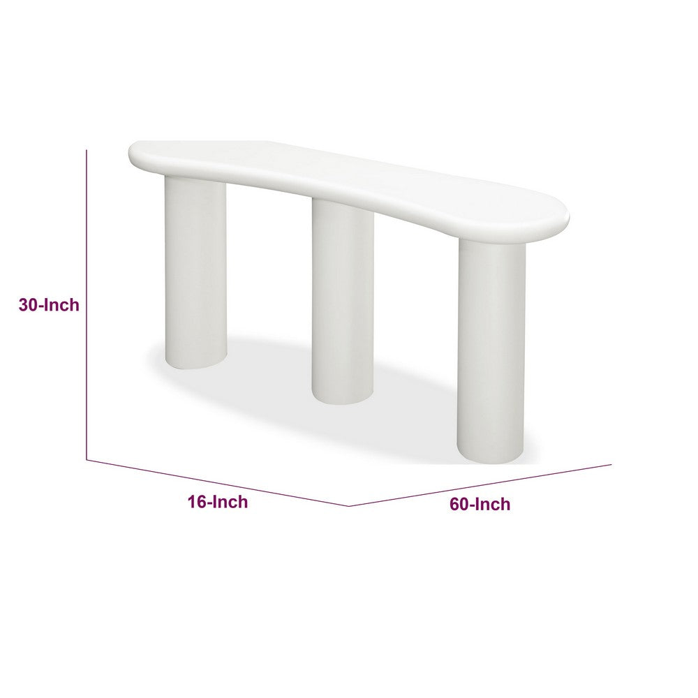 Sofie Modern Console Table with Sculptural Design | Off-White Wood 60"