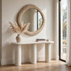 Sofie Modern Console Table with Sculptural Design | Off-White Wood 60"